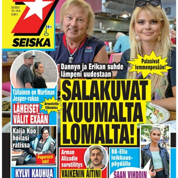 SEISKA 25/22 Vielä kesäkuussa Danny lomaili Rhodoksella Erika Vikmanin kanssa. Pari kuukautta myöhemmin Erika suuntasi etelään Jyrki 69:n kanssa. – Minulla on täysi kunnioitus heidän saavutuksiaan kohtaan, Danny sanoo. SEISKA 25/22 Vielä kesäkuussa Danny lomaili Rhodoksella Erika Vikmanin kanssa. Pari kuukautta myöhemmin Erika suuntasi etelään Jyrki 69:n kanssa. – Minulla on täysi kunnioitus heidän saavutuksiaan kohtaan, Danny sanoo.