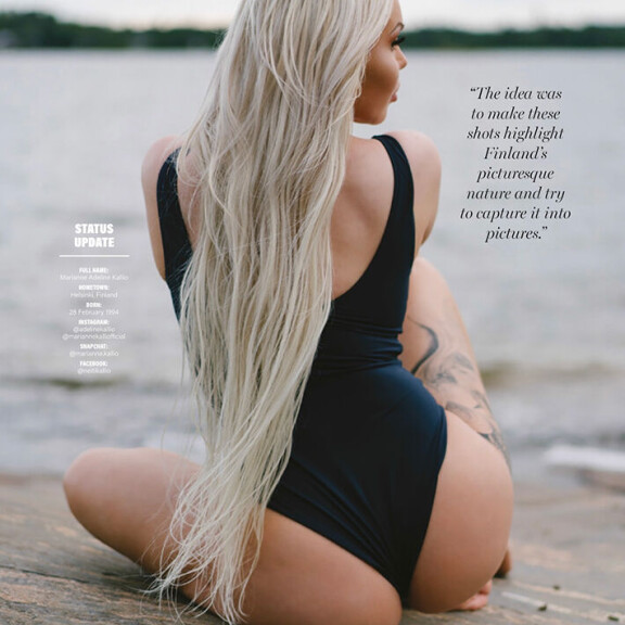 Marianne Kallio poseeraa Australian Maxim-lehdessä uimapukusillaan syyskuun numerossa. Kuvat otti valokuvaaja Jussi Riekki. Marianne Kallio