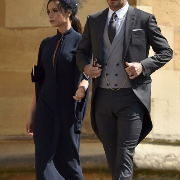 Victoria ja David Beckham olivat vieraina Harryn ja Meghanin häissä toukokuussa 2018. David Beckham, Victoria Beckham