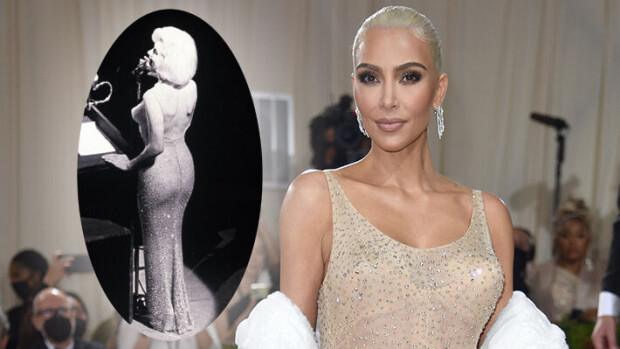 Mikä kaunotar! Kim Kardashian puki Marilyn Monroen mekon Met-gaalaan – laihdutti 7 kiloa ja vaalensi kutrinsa Kim Kardashian