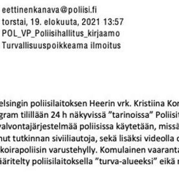 Esimerkki Seiskan haltuunsa saamasta, Kristiinasta tehdystä valituksesta. Esimerkki Seiskan haltuunsa saamasta, Kristiinasta tehdystä valituksesta.