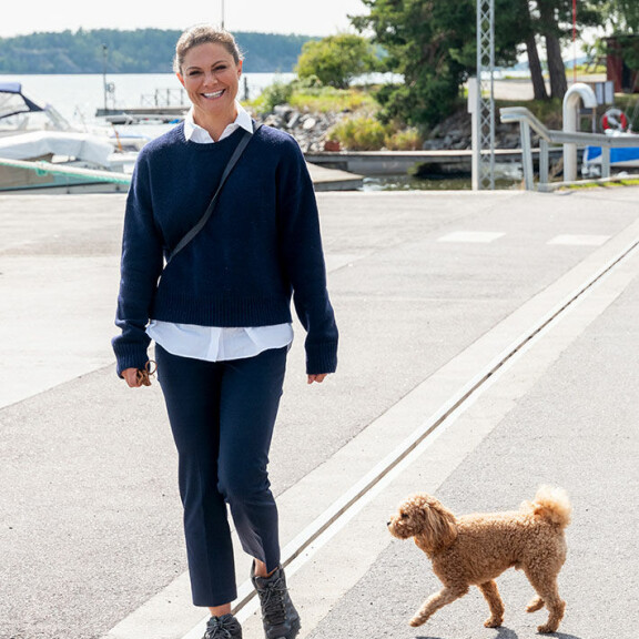 Rio on niin reipas ja hyväkäytöksinen koira, että pääsee emäntänsä työkeikoille mukaan. Ruotsin kruununprinsessa Victoria ja Rio