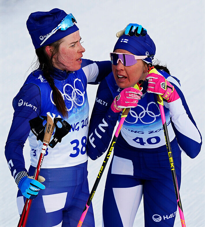 Kuvassa Suomen olympiamitalistit Kerttu Niskanen ja Krista Pärmäkoski. hiihto