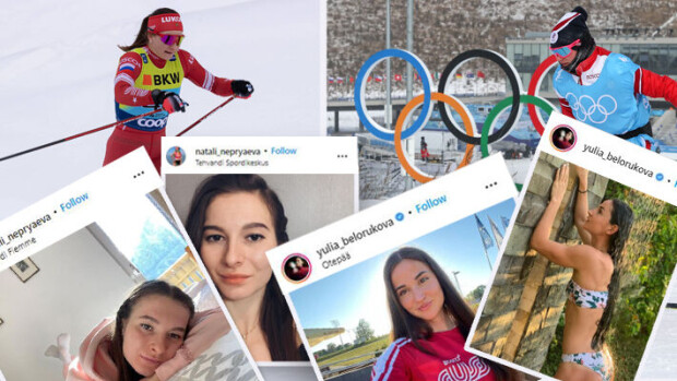 'Naiset kuljeskelevat täällä alasti' - Karu moka olympiakylässä: venäläistä hiihtokaunotarta kuvattiin pikkareissa Natalia Neprjajeva & Julia Stupak.
