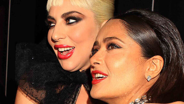 Laulaja Lady Gaga täräyttää: 'Muhinoin Salma Hayekin kanssa' - tv-yleisö villiintyi Lady Gaga ja Salma Hayek