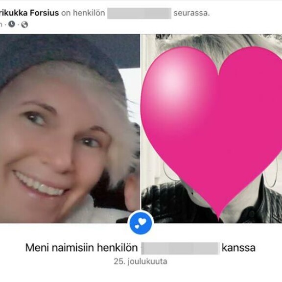 Merikukka ilmoitti naimisiinmenostaan Facebookissa. Merikukka ilmoitti naimisiinmenostaan Facebookissa.