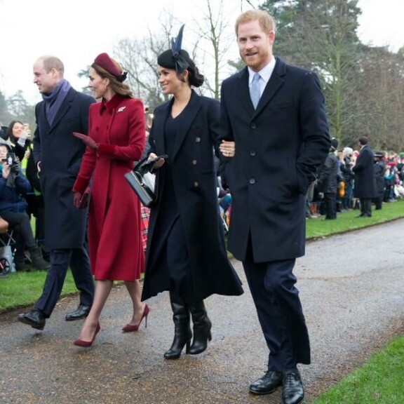 Prinssiveljekset Harry ja William viettivät vaimoineen yhteistä joulua viimeksi vuonna 2018. prinssi Harry, prinssi William, herttuatar Meghan, herttuatar Catherine