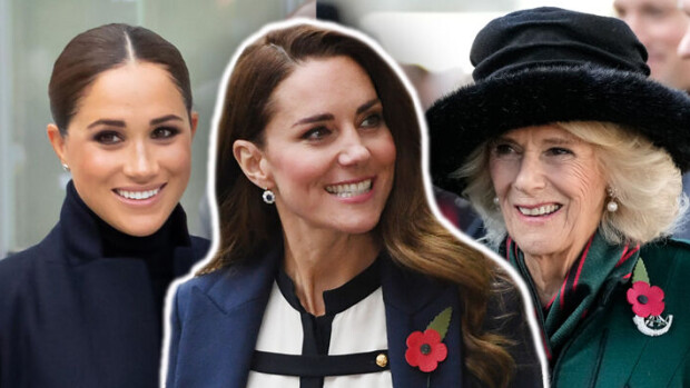 Catherinen ja Meghanin tyylikamppailu - tätä mieltä kansa on brittihovin kiinnostavista ja tylsistä pukeutujista Sussexin herttuatar Meghan, Cambridgen herttuatar Catherine ja Cornwallin herttuatar Camilla