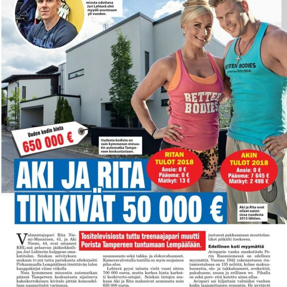 SEISKA 32/2020 Seiska kertoi viime kesänä pariskunnan ostamasta Lempäälän-kodista. SEISKA 32/2020 Seiska kertoi viime kesänä pariskunnan ostamasta Lempäälän-kodista.