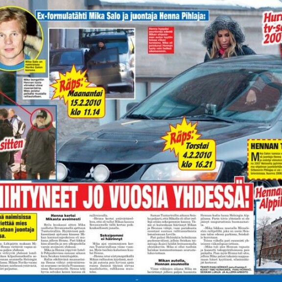 SEISKA 10/2007 Mika seurusteli Henna Pihlajan kanssa vuosikausia. Henna on kertonut tutustuneensa Mikaan jo 2007. Väillä suhde oli katkollakin, kunnes päättyi lopullisesti alkuvuodesta. SEISKA 10/2007Mika seurusteli Henna Pihlajan kanssa vuosikausia. Henna on kertonut tutustuneensa Mikaan jo 2007. Väillä suhde oli katkollakin, kunnes päättyi lopullisesti alkuvuodesta.
