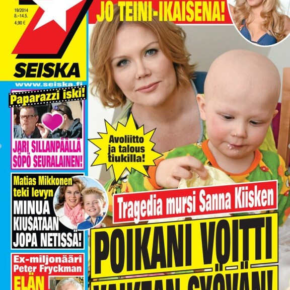 SEISKA 19/2014 Syöpähoidot veivät pikkuveijarilta hiukset päästä seitsemän vuotta sitten. SEISKA 19/2014Syöpähoidotveivät pikku-veijarilta hiukset päästä seitsemän vuotta sitten.