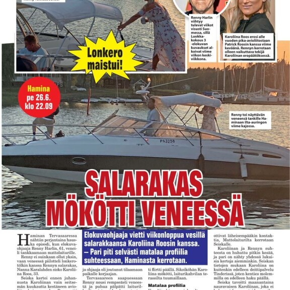 SEISKA 25/2020 Renny ja hänen viime kesäinen heilansa Karoliina Roos kävivät juhannuksen alla Haminassa tankkamaassa. SEISKA 25/2020 Renny ja hänen viime kesäinen heilansa Karoliina Roos kävivät juhannuksen alla Haminassa tankkamaassa.