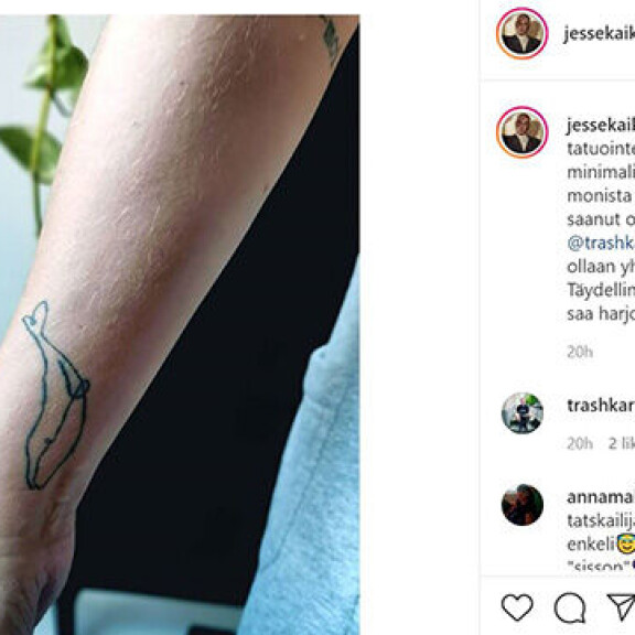 Oho, laulaja Jesse Kaikuranta otatti kaveriltaan minimalistisia tatuointeja: 'Mä saan kuvia, hän saa harjoitusta' - kuvat! Jesse Kaikuranta