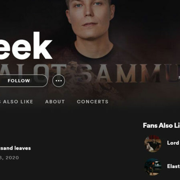 Tältä näytti Cheekin Spotify-profiilissa keskiviikkona 8. heinäkuuta 2020. Kuvakaappaus Cheekin Spofity-tililtä. Tältä näytti Cheekin Spotify-profiilissa keskiviikkona 8. heinäkuuta 2020.