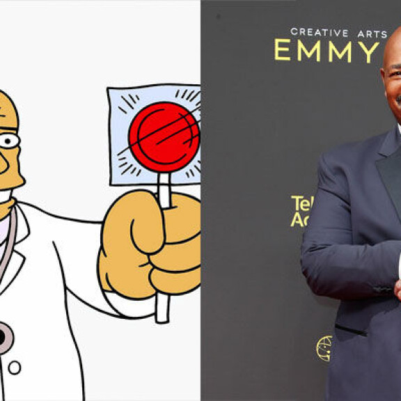 Simpsoneiden tohtori Hibbert ja uusi ääninäyttelijä Kevin Michael Richardson. Hibbert ja Kevin Michael Richardson