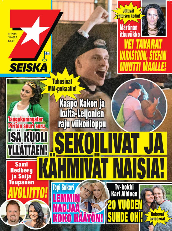 Kaapo Kakolla ja kiekkosankareilla raju festariviikonloppu: Nuoret Leijonat kähmivät naisia ja sekoilivat – kuvat Seiskassa! Kaapo Kakko Seiskan kannessa.