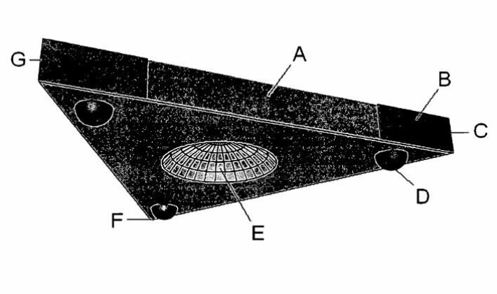 Kuva TR-3B aluksesta patenttihakemuksesta. Kuva TR-3B aluksesta patenttihakemuksesta.