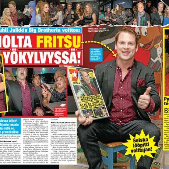 SEISKA 42/2013 Seiska oli tietysti paikalla, kun Suomen ensimmäinen julkkis-BB-voittaja kruunattiin yli seitsemän vuotta sitten. SEISKA 42/2013 Seiska oli tietysti paikalla, kun Suomen ensimmäinen julkkis-BB-voittaja kruunattiin yli seitsemän vuotta sitten.