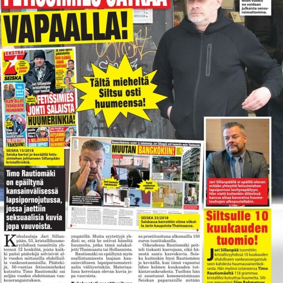 Seiska 36/2018 Timo Rautiomäki tuomittiin kaksi vuotta sitten neljäksi vuodeksi ehdottomaan vankeuteen. Seiska 36/2018 Timo Rautiomäki tuomittiin kaksi vuotta sitten neljäksi vuodeksi ehdottomaan vankeuteen.