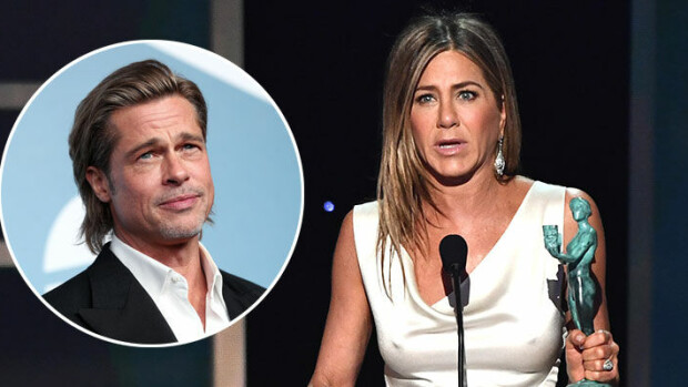 Salavideo julki: Brad Pitt ihasteli ex-vaimoaan Jennifer Anistonia palkintogaalassa – katso! Brad Pitt ja Jennifer Aniston
