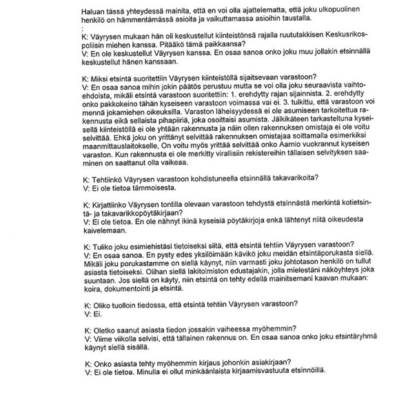 Hämmentäviä lausuntoja! Näin Jari Aarnion naapurin varastoa penkoneet poliisit vastasivat kuulusteluissa - lue pöytäkirjat kokonaisuudessaan! 8