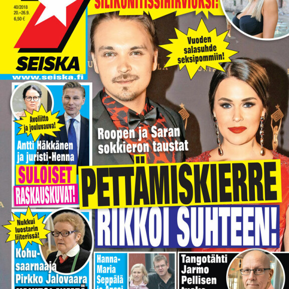 SEISKA 40/2018 Seiska paljasti Roopen ja Saran eron syyn viime syyskuussa. SEISKA 40/2018 Seiska paljasti Roopen ja Saran eron syyn viime syyskuussa.