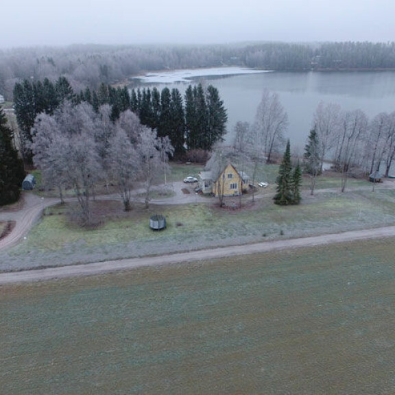 Huvila sijaitsee kivalla rantatontilla. Kaislikosta saattaa nousta komeita haukia. Huvila sijaitsee kivalla rantatontilla. Kaislikosta saattaa nousta komeita haukia.