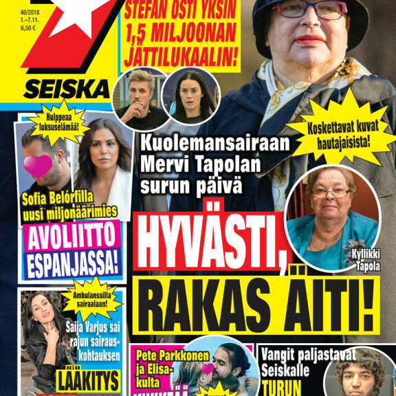Kuolemansairaan Mervi Tapolan surun päivä: Hyvästi, rakas äiti! Mervi Tapola äitinsä hautajaisissa.