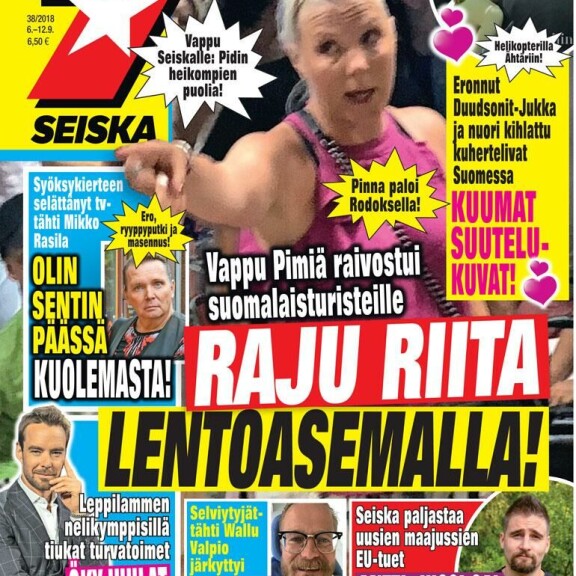 Raju riita lentoasemalla! Näin Vappu Pimiä ajautui törmäyskurssille suomalaisturistien kanssa – osapuolilla eri versiot tapahtumista! Seiskan kansi