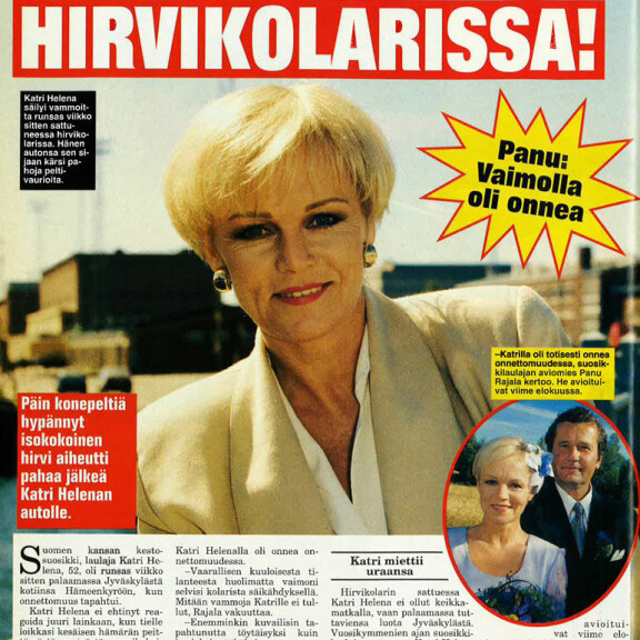 SEISKA 25/1998 Katri Helena joutui ikävään hirvikolariin 20 vuotta sitten. SEISKA 25/1998 Katri Helena joutui ikävään hirvikolariin 20 vuotta sitten.