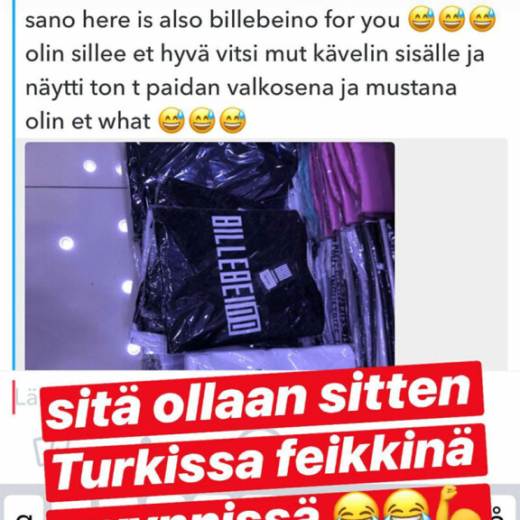 Tsekkaa kuva - Ville Leinon Billebeino-vaatemerkistä myydään jo piraattiversioita Turkin turistikojuissa: ”Siellä ne olivat Adidasten ja Nikejen joukossa!” putcola