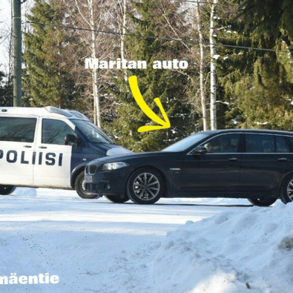 Poliisi peruutti Maritan auton pois risteysalueelta, jonne laulajan ajo päättyi. Poliisi siirsi Taavitsaisen auton