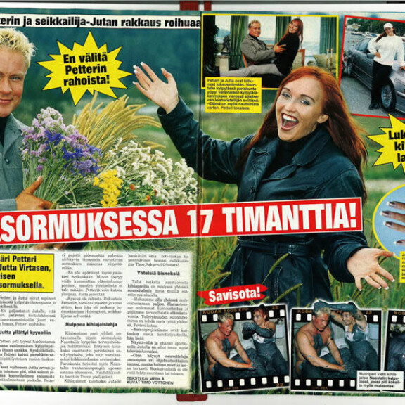 SEISKA 40/2001 Jutan kosinnan jälkeen Petteri osti kullalleen muhkean timanttisormuksen ja kalliin auton. SEISKA 40/2001 Jutan kosinnan jälkeen Petteri osti kullalleen muhkean timanttisormuksen ja kalliin auton.