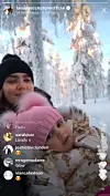 Tamara Ecclestone lähetti live-videota Lapin nietosten keskeltä.