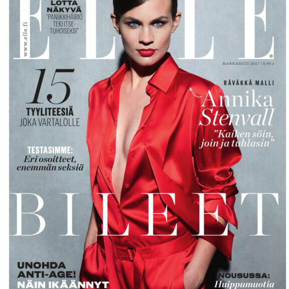 Kohukuvat: Aku Louhimiehen uusi mallirakas Annika Stenvall poseerasi rohkeasti rinnat paljaina Elle-lehdessä - katso! Annika Stenvall poseeraa Ellen kannessa.