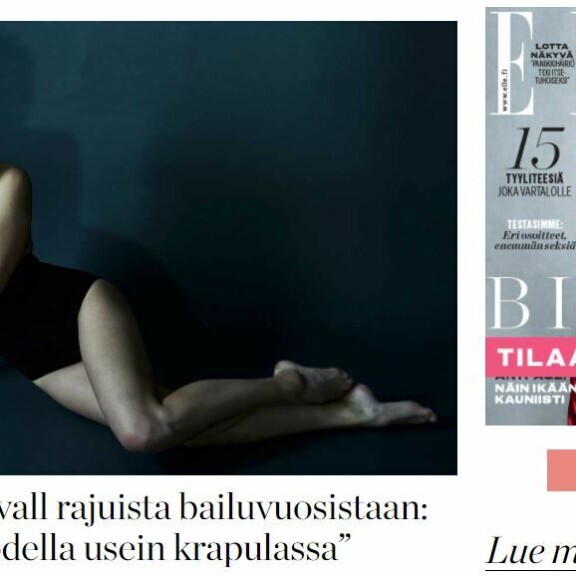 Kuvakaappaus Ellen verkkosivuilta. Annika Stenvall Elle-lehdessä