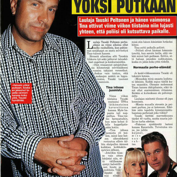 Tauski pakeni vaimoaan putkaan, Simo Silmu vannoi raittiutta lavalla, Myyrmanni sokeerasi… Näistä Seiska-jutuista puhuttiin 15 vuotta sitten! Tauski