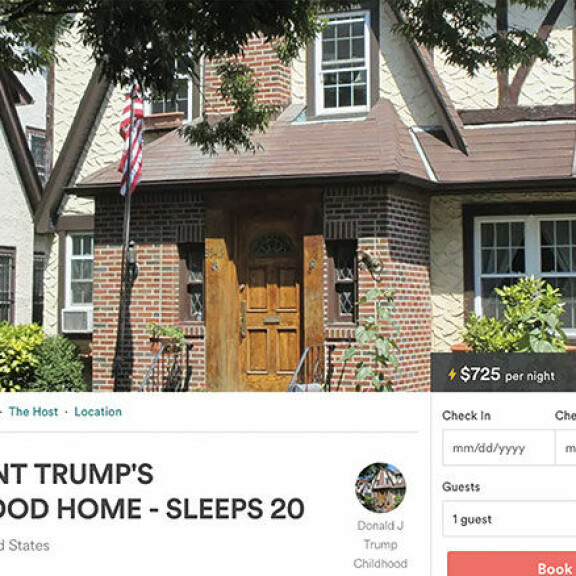 Presidentti Trumpin lapsuudenkoti vuokrattavissa Airbnb:ssä - yö maksaa enemmän kuin sviitti Trump-hotellissa! Talossa on viisi makuuhuonetta, jonne voi kerrossänkyjen ansiosta majoittaa peräti 20 henkilö. Yhden yön hintahaarukka killuu 700 euron nurkilla.