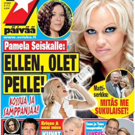 Muistatko vielä: Ellen Jokikunnas yritti kouria Pamela Andersonia: ”Hitto, mikä pelle!” Pamela kannessa.