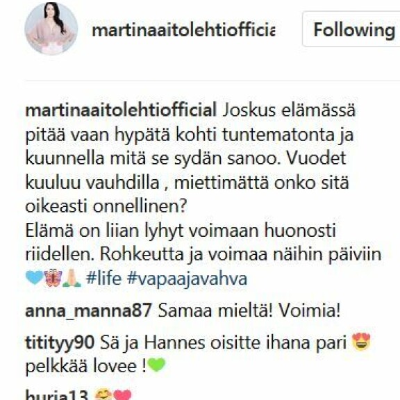 Jestas, mitä tylytystä eropäivityksessä: Martina Aitolehti tuulettaa - uusi kulta lisää vettä myllyyn! Hannes Hyvönen