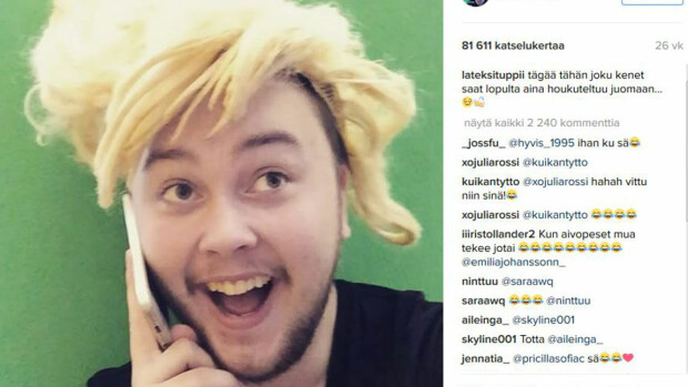 Paidan polttanut suomalainen nuorisoidoli pahoittelee törttöilyään: Oli aika kova känni! latekstituppi_Instagram