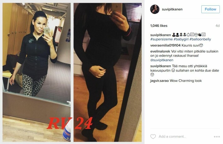 Suvi Pitkänen esittelee muhkeaa raskausmasuaan: vielä puolet odotuksesta jäljellä!