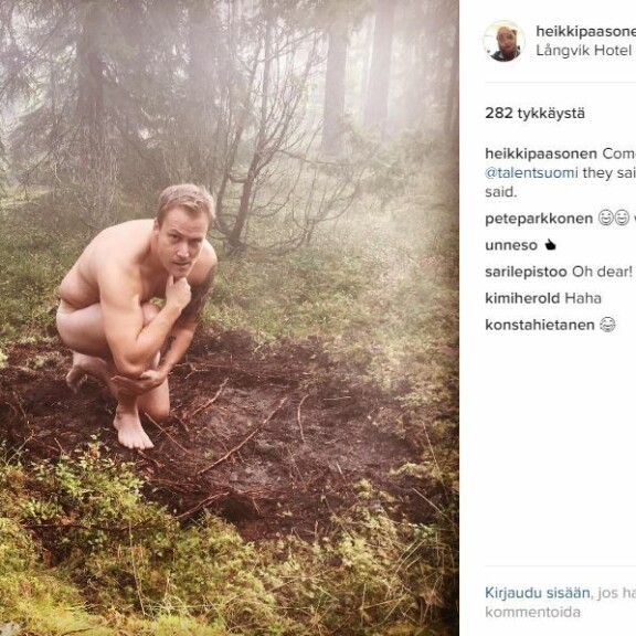 Mitä ihmettä, Heikki Paasonen kyykkii metsässä lähes ilkosillaan - kuva!
