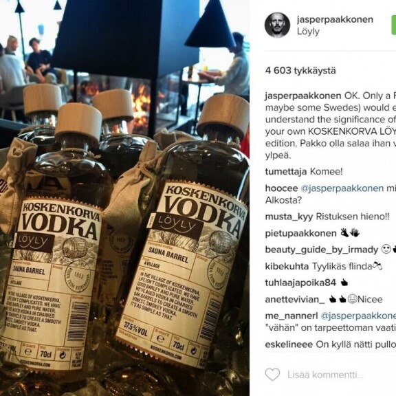 Julkkissauna Löylylle oma Koskenkorva-merkki: komea ulkoasu!