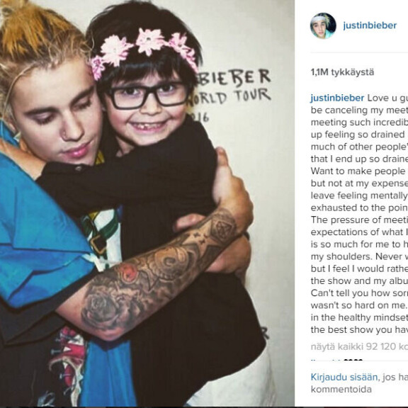 Justin Bieber peruu fanitapaamiset: Ne masentavat minua!