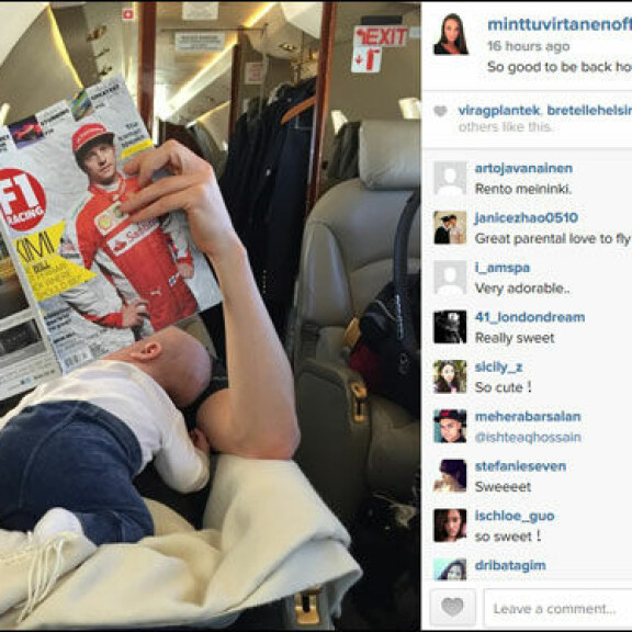 Suloinen yhteiskuva Kimi Räikkösestä ja pikku Robinista - katso!