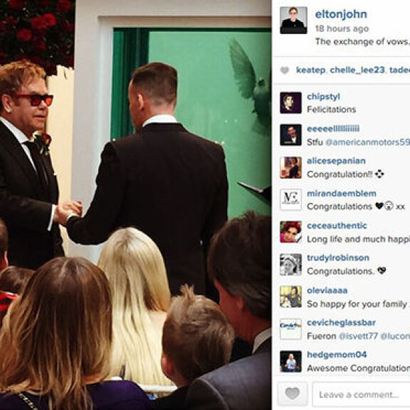 Elton John naimisiin - oma poika nappasi liikuttavimman hääkuvan!