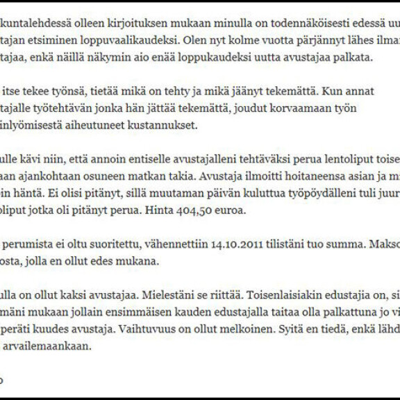 Laittomat potkut saanut eduskunta-avustaja: En laiminlyönyt töitäni!