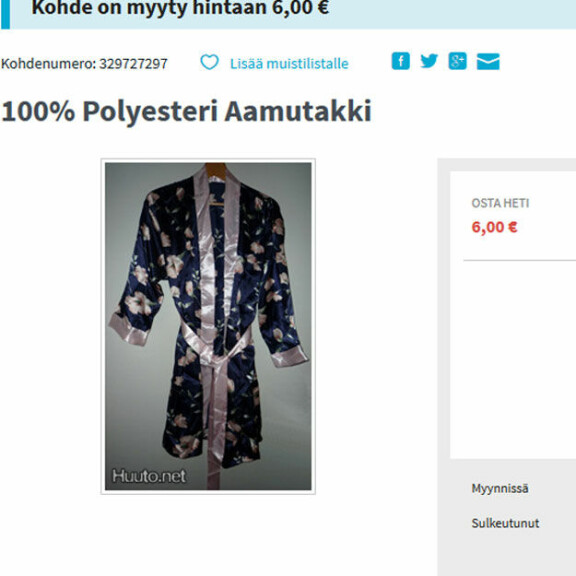 Baba Lybeckin tyttären kimono olikin postimyyntifirman tilauslahja!