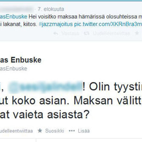 Tuomas Enbuske pölli vuokraemäntänsä lakanat - mehukas sotku! Tuomas Enbusken Twitter-päivitys vuokraemännälle